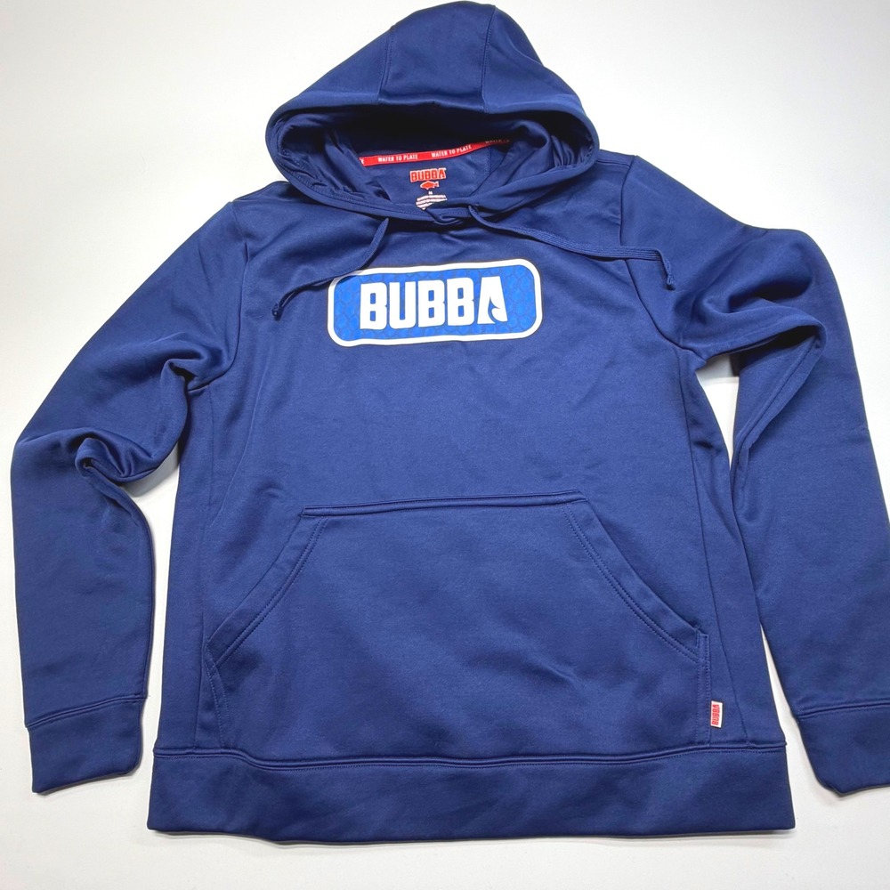 BUBBA Men's‎ Performance Hoodie Medium Navy Blue Fishing Water to Plate